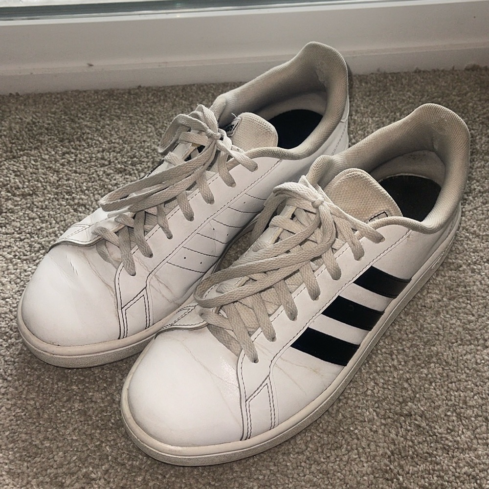 Women’s low top adidas sneakers size 10 white